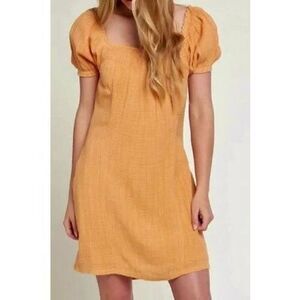 O’Neill Soft Orange Mia Soud Linen Blend Mini Dress Size Large